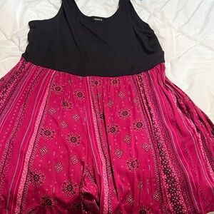 Torrid Black and Pink Boho Romper